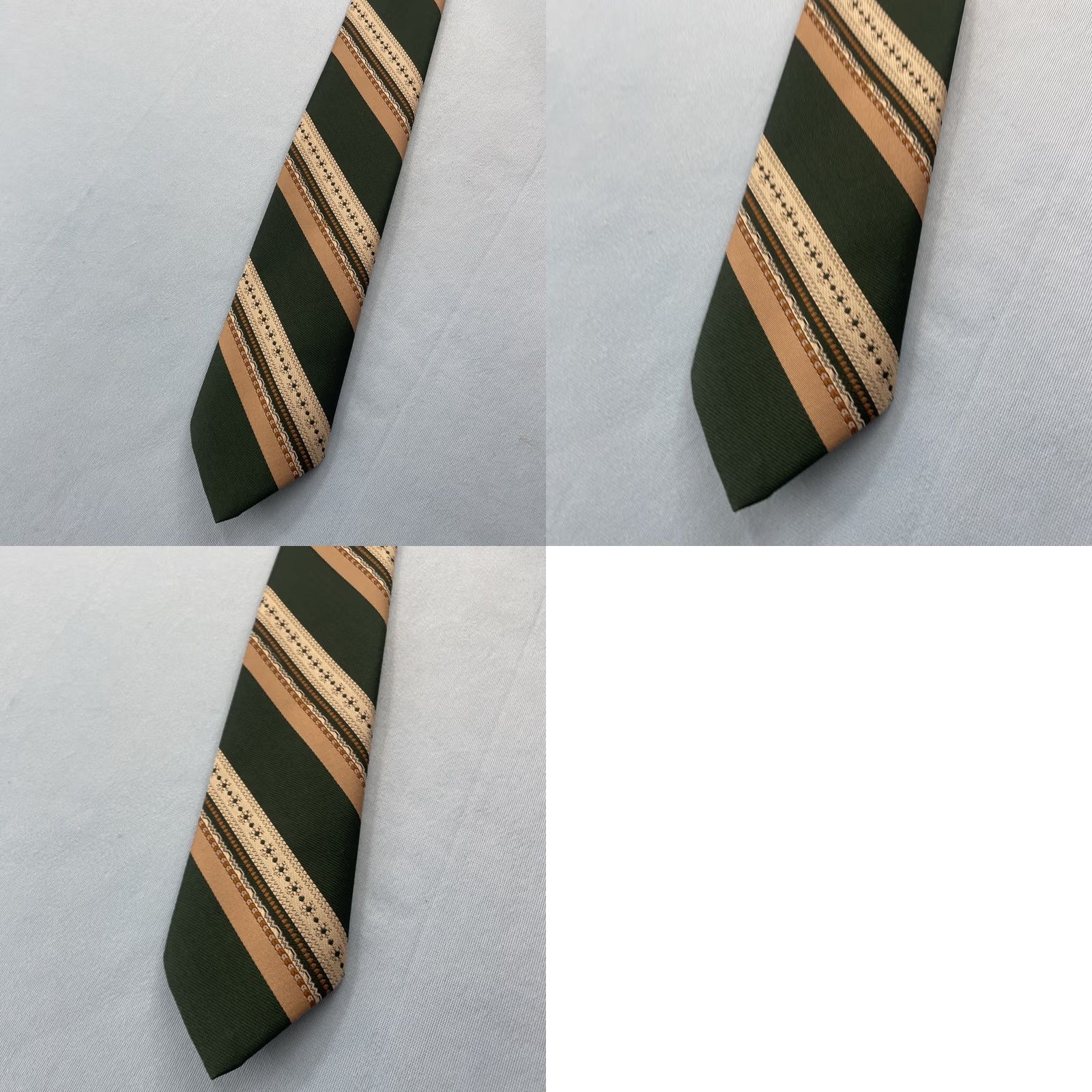 Vintage VINTAGE Tattersall Repp Tie Woven Textured Green Brown Western Necktie 3x57 Men Tie 57"-60" Size ONE SIZE - 11 Thumbnail