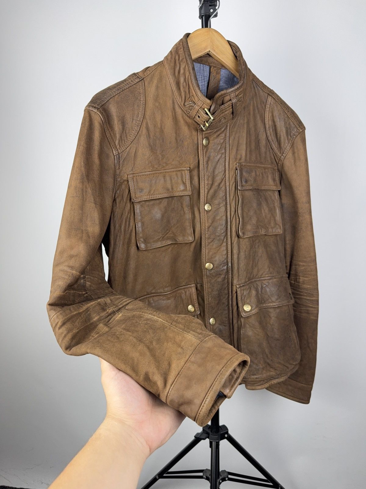 Massimo Dutti Vintage 90s Massimo Dutti Brown Leather Moto Western Jacket Size US L / EU 52-54 / 3 - 6 Thumbnail