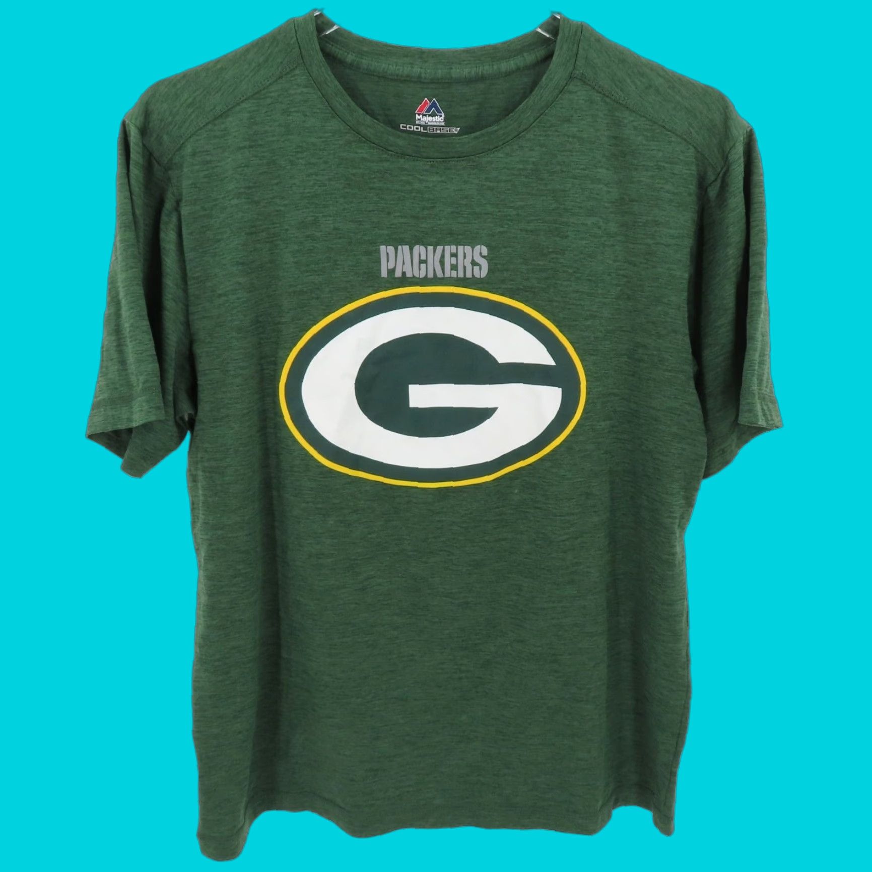 Logo 7 Majestic Mens Medium Green Bay Packers Logo Cool Base Short Sleeve Tee Shirt Top Size US M / EU 48-50 / 2 - 1 Thumbnail