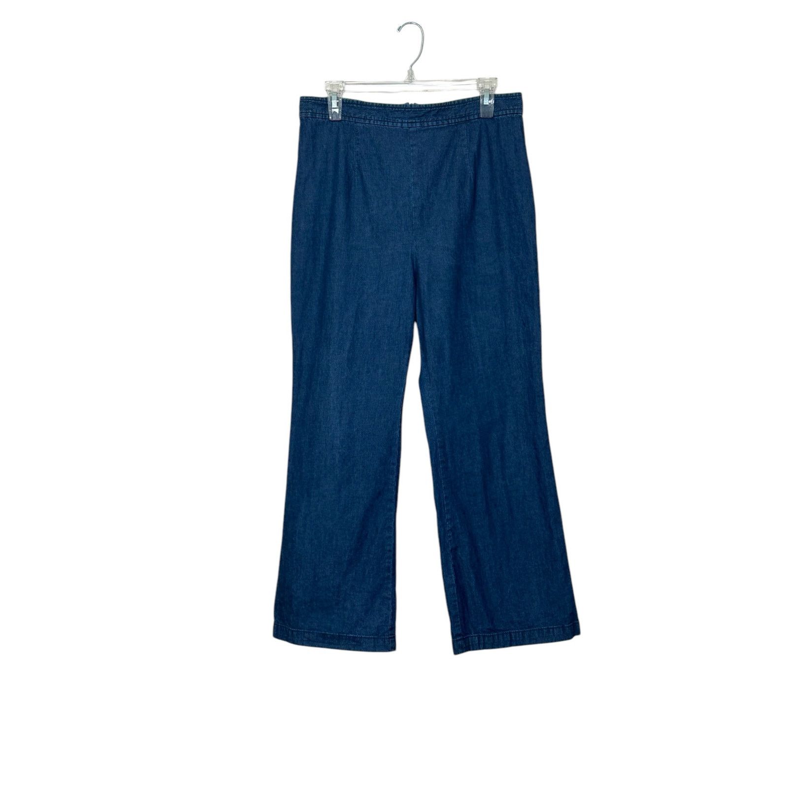 Free People Free People blue flat front wide legs jeans size 10 Size 32" / US 10 / IT 46 - 6 Thumbnail