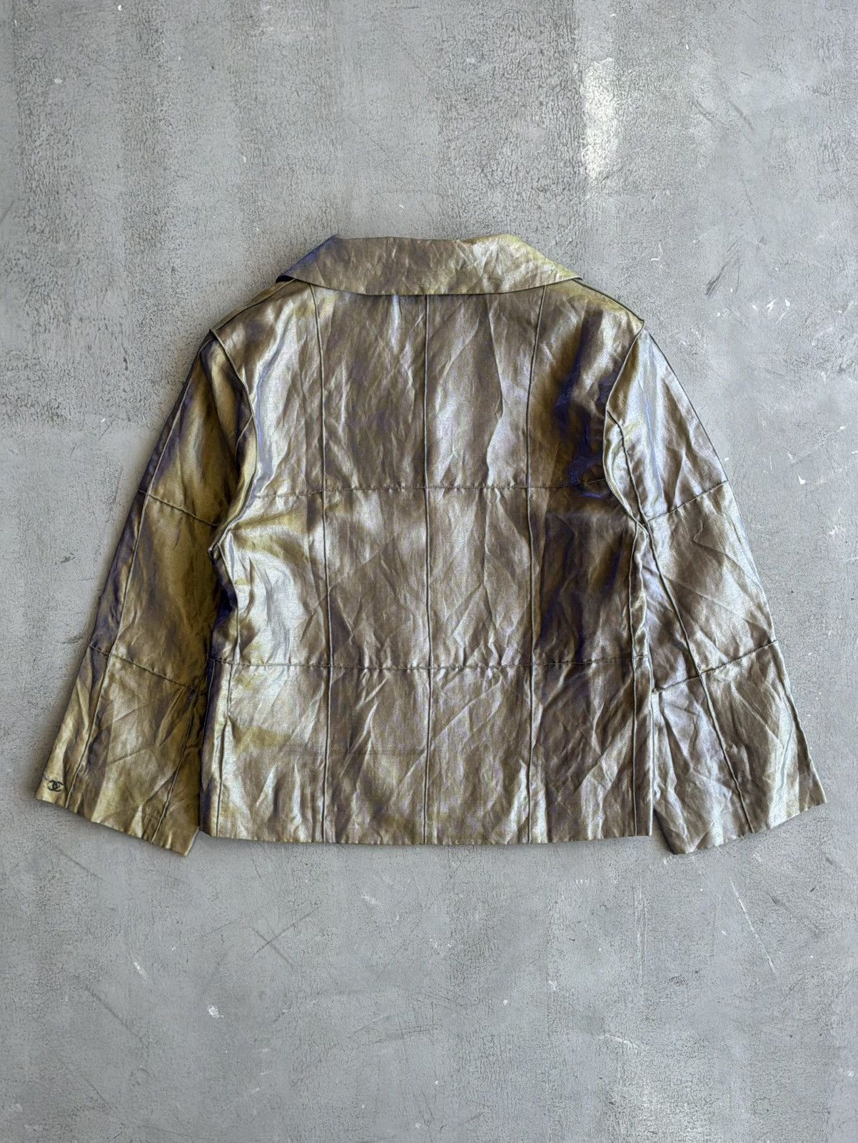 Chanel 1999 Chanel - Metallic Gold Silk Nylon Blazer Size M / US 6-8 / IT 42-44 - 2 Thumbnail