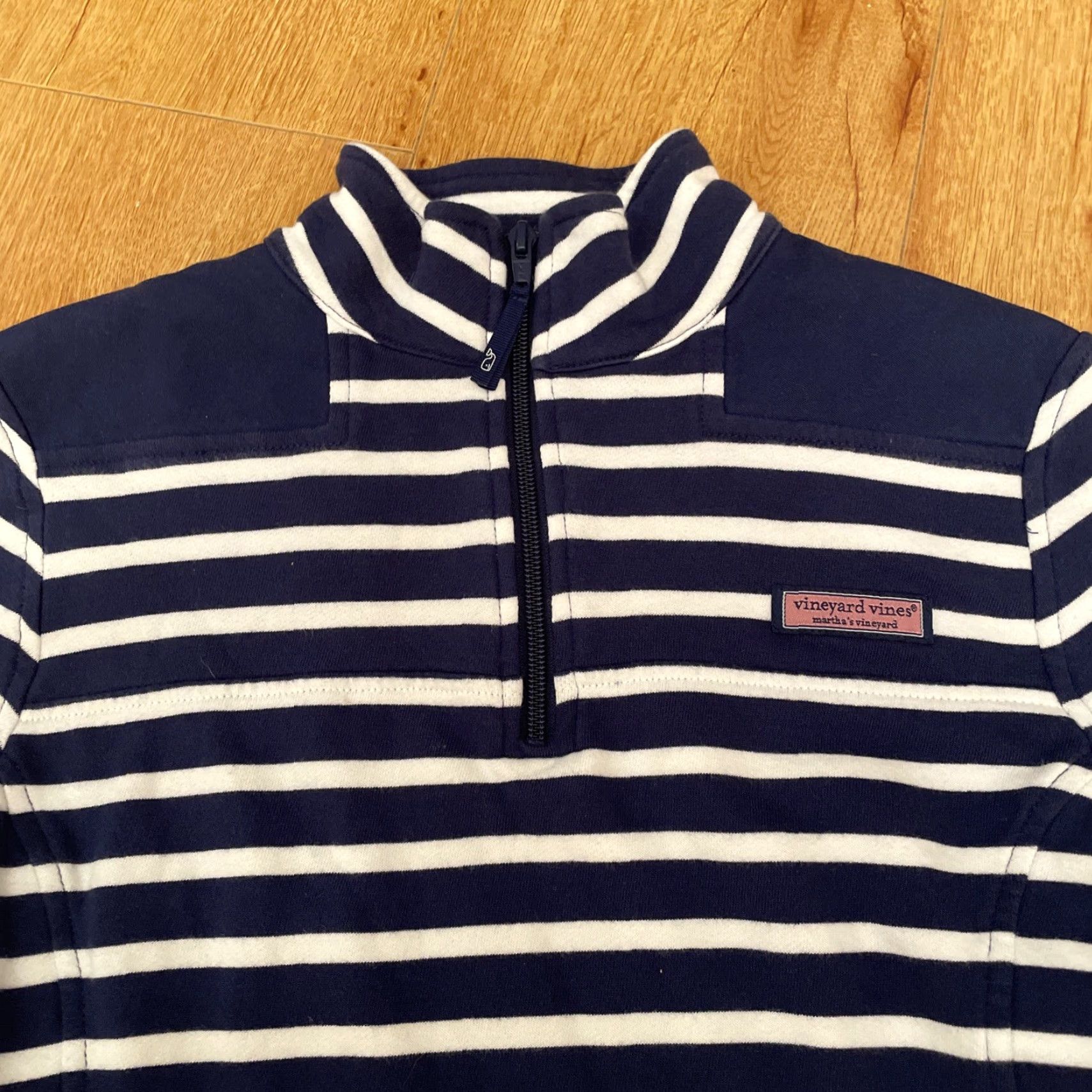 Vineyard Vines Vineyard Vines Shep Shirt XS Collared 1/4 Zip Sweatshirt Cotton Navy White Stripe Knit Long Sleeve Mock Neck Zip Logo USA Preppy Womens XS Size XS / US 0-2 / IT 36-38 - 3 Thumbnail