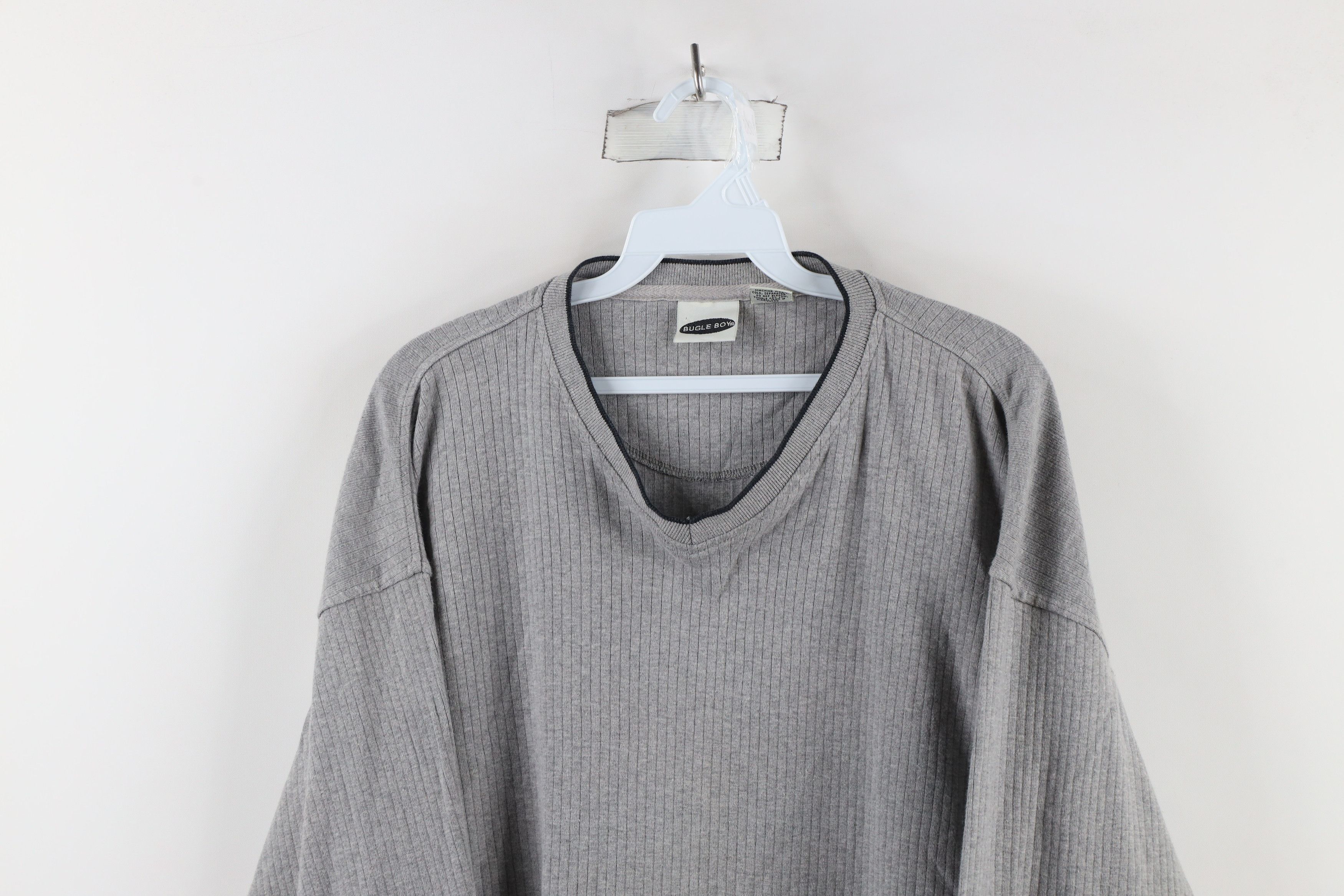 Vintage Vintage 90s Streetwear Ribbed Long Sleeve T-Shirt Gray USA Size US XXL / EU 58 / 5 - 2 Thumbnail