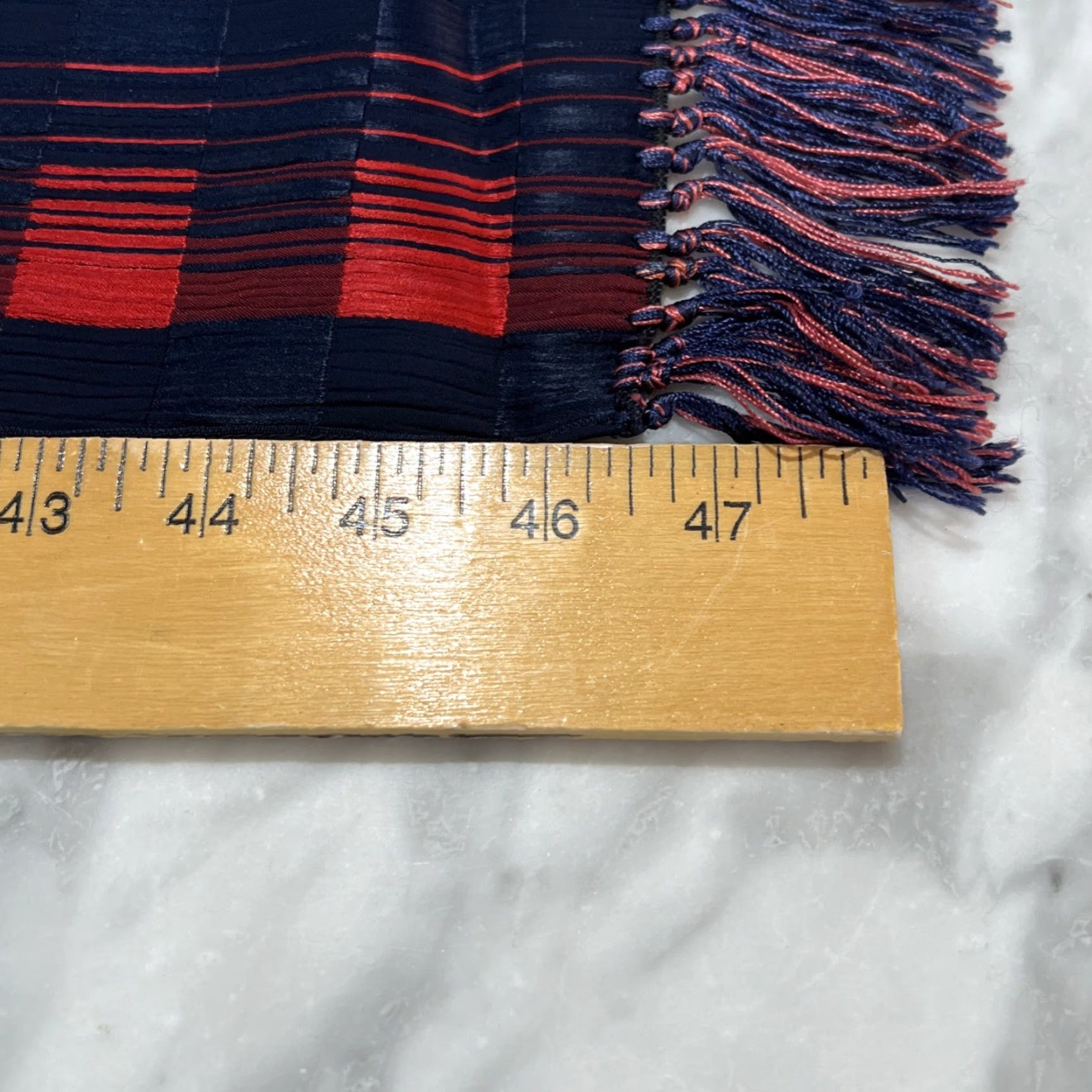 Vintage VINTAGE Silk Scarf Front Blue Red 12” x 48” Women Size ONE SIZE - 6 Thumbnail