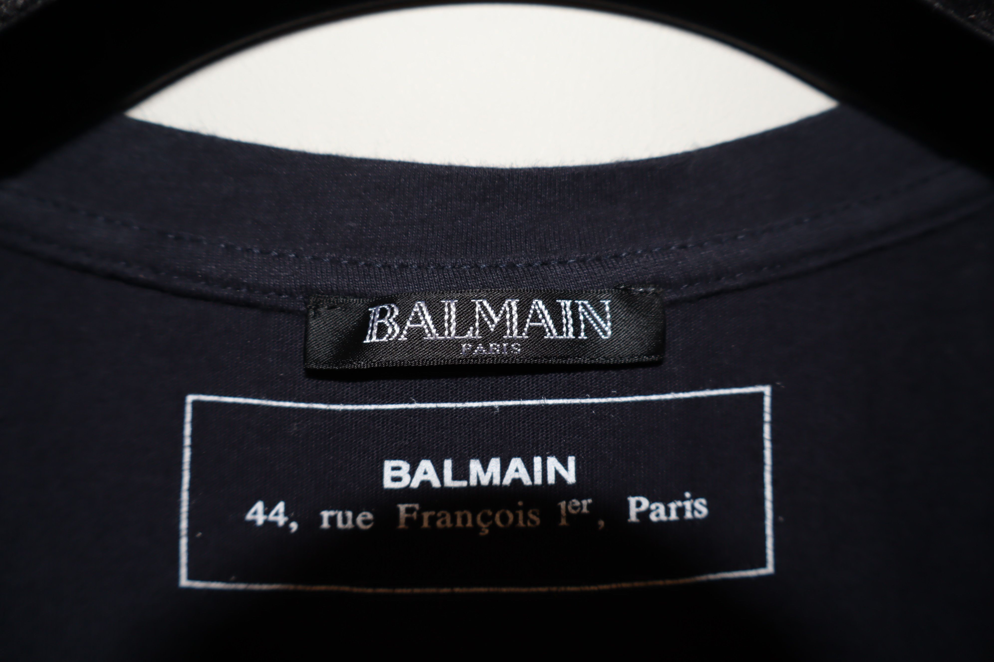 Balmain Navy striped logo t-shirt Size US M / EU 48-50 / 2 - 3 Thumbnail
