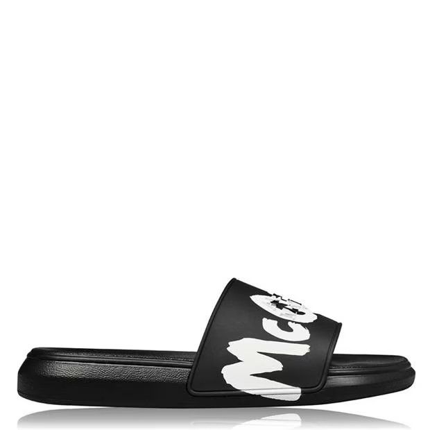 image of Alexander Mcqueen O1G2R1Mq0324 Sliders In Black & White in Black/White, Men's (Size 8)