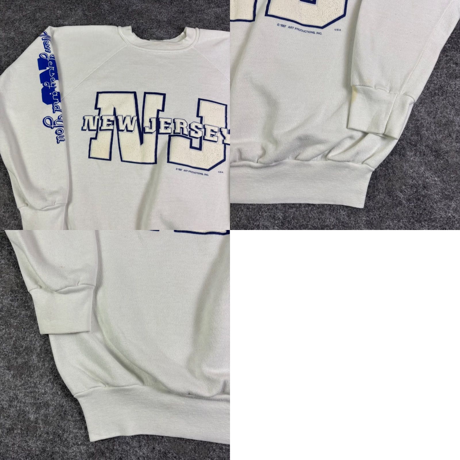 Vintage VINTAGE 1987 New Jersey NJ Sweatshirt White Puff Print 202 USA Mens Large Size US L / EU 52-54 / 3 - 8 Thumbnail