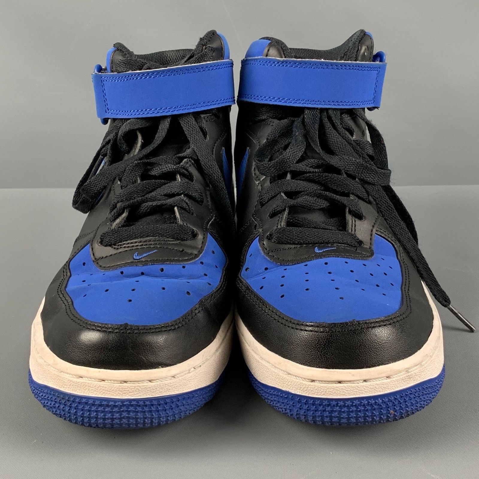 Nike NIKE Size 8 Blue Black Leather Color Block High Top Sneakers Size US 8 / IT 38 - 4 Thumbnail