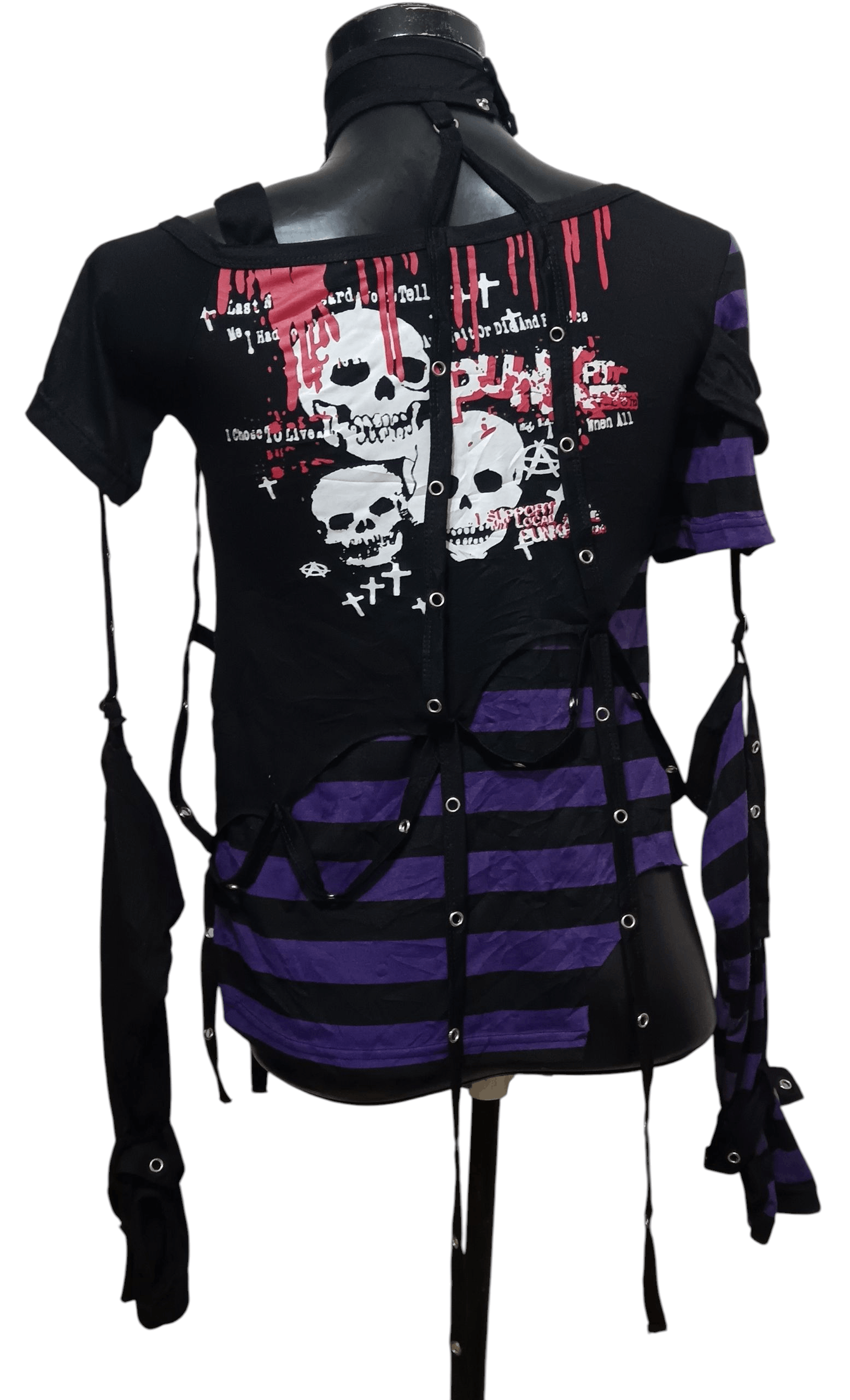 Japanese Brand ASYMMETRICAL ANARCHY PUNK BONDAGE DESIGN SHIRT Size M / US 6-8 / IT 42-44 - 2 Thumbnail