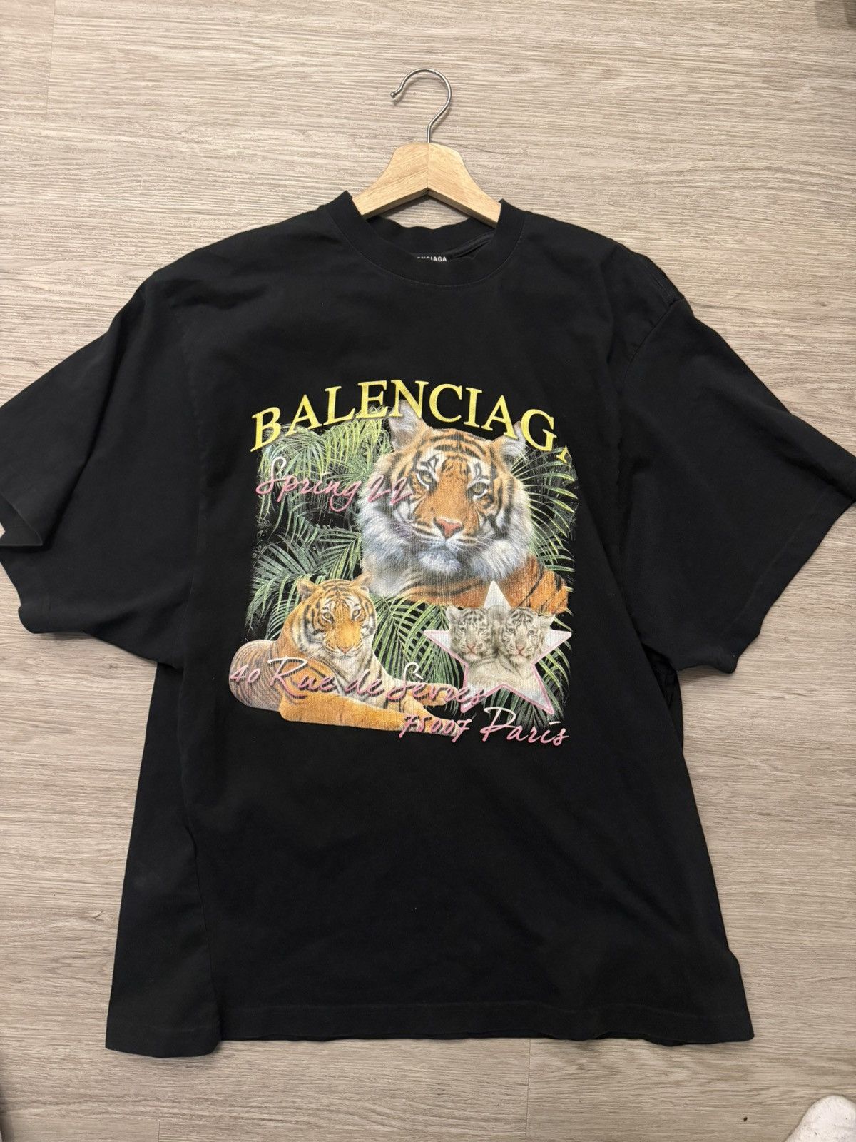 Balenciaga Balenciaga Tiger Paris 75007 Tee Size US M / EU 48-50 / 2 - 1 Thumbnail