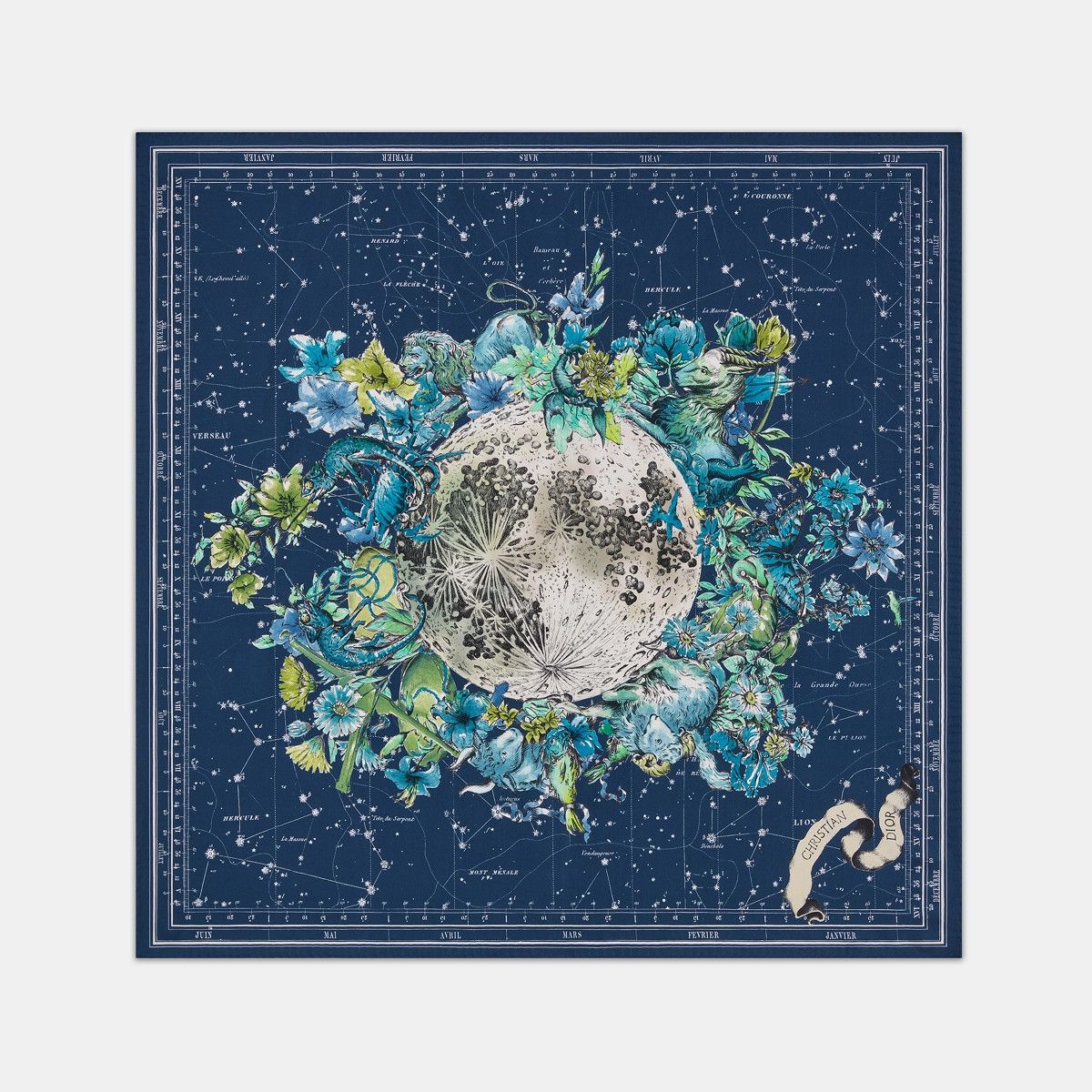 Dior o1bcso1str0226 Size:OS/Zodiac 90 Square Scarf in Nevy Blue Size ONE SIZE - 2 Thumbnail
