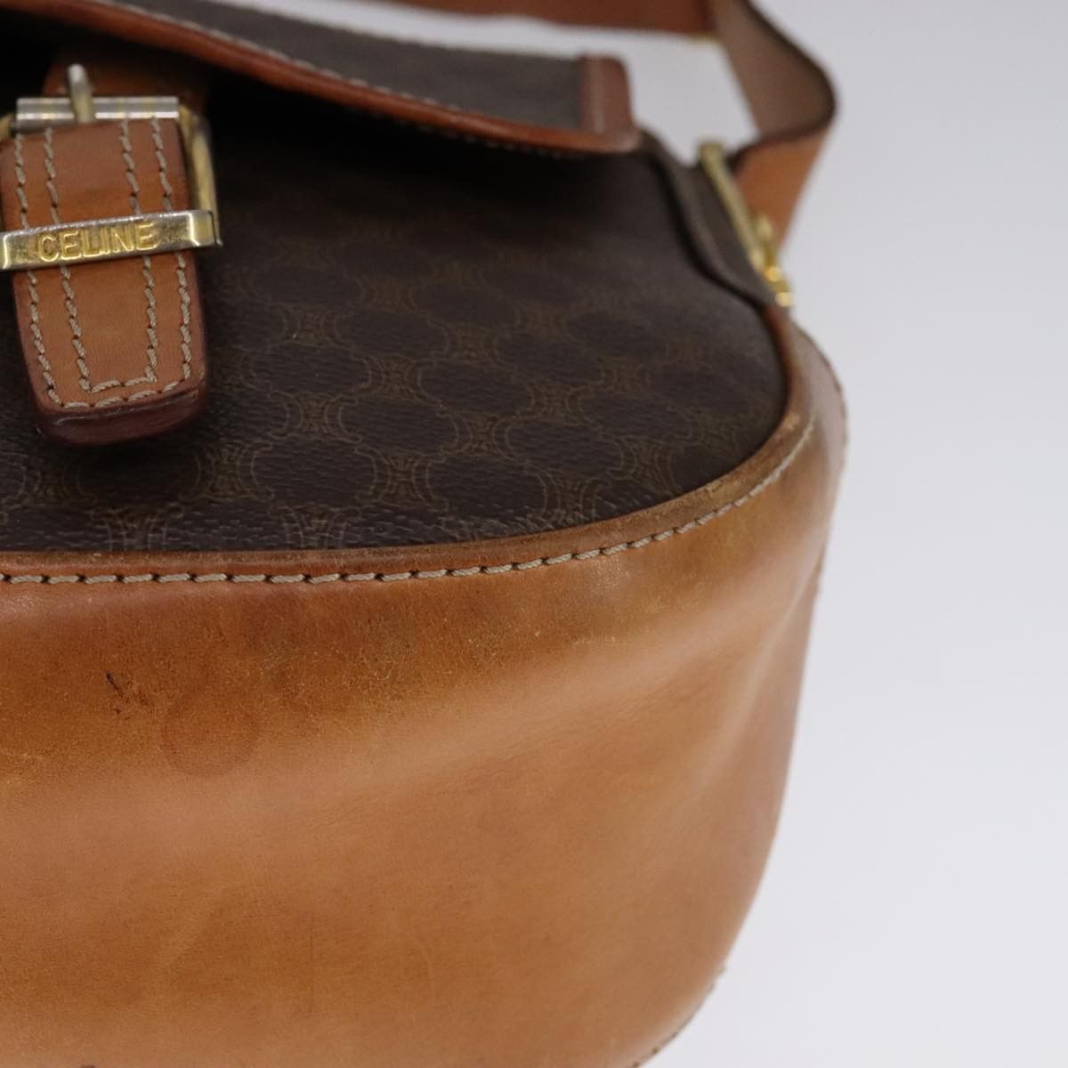 Celine CELINE Macadam Canvas Shoulder Bag Pvc Leather Gold Brown Size ONE SIZE - 15 Thumbnail