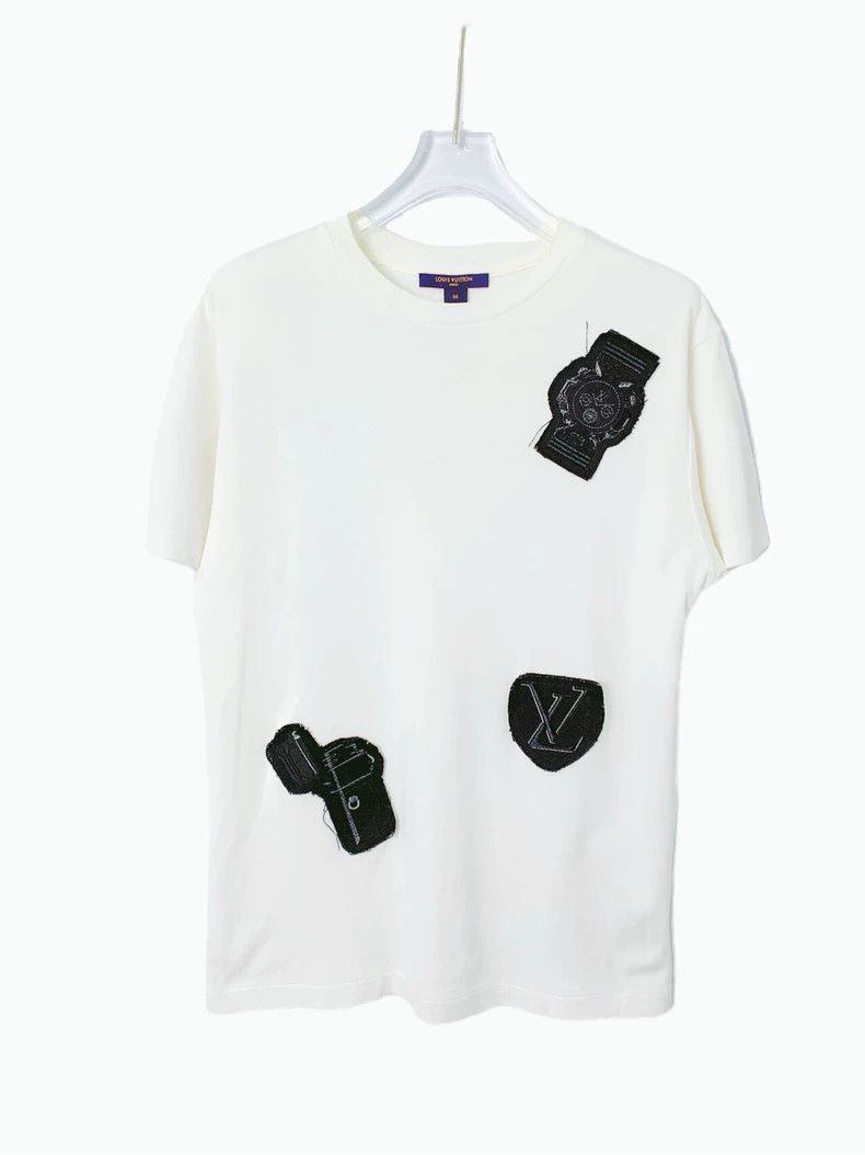 Louis Vuitton Louis Vuitton White Logo Embroidered Crew Neck T-Shirt Size M / US 6-8 / IT 42-44 - 1 Thumbnail