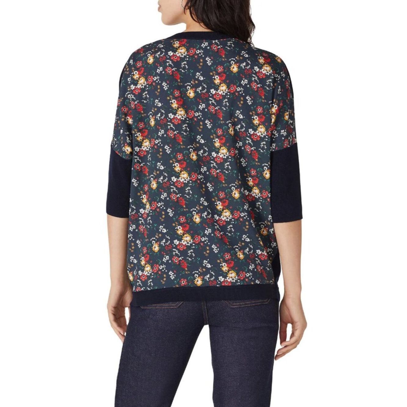Derek Lam 10 Crosby Derek Lam Navy Floral Back Wool Blend Sweater Size L Size L / US 10 / IT 46 - 3 Thumbnail
