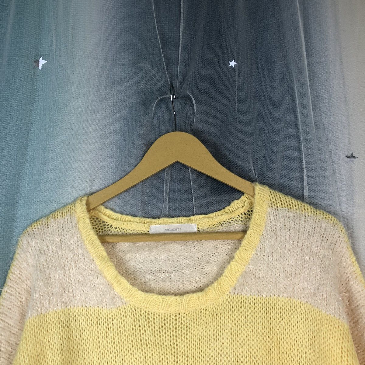 Aran Isles Knitwear × Japanese Brand × OVER THE STRiPES Oversized Colorata Yellow Stripe Mohair Knitwear #884 Size M / US 6-8 / IT 42-44 - 4 Thumbnail