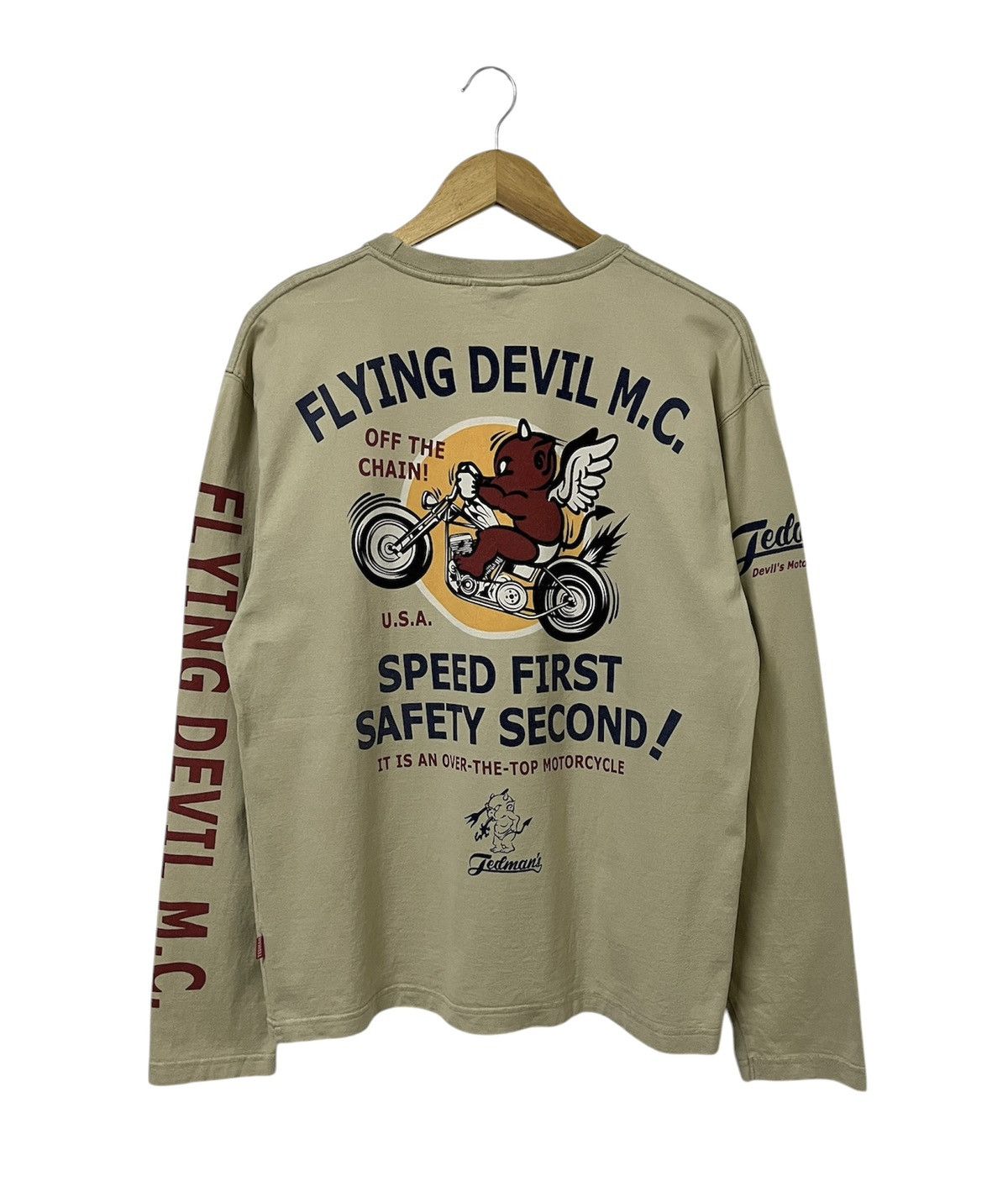 Japanese Brand TED COMPANY TED MAN FLYING DEVIL M.C. RACING LOGO TSHIRT Size US L / EU 52-54 / 3 - 1 Thumbnail
