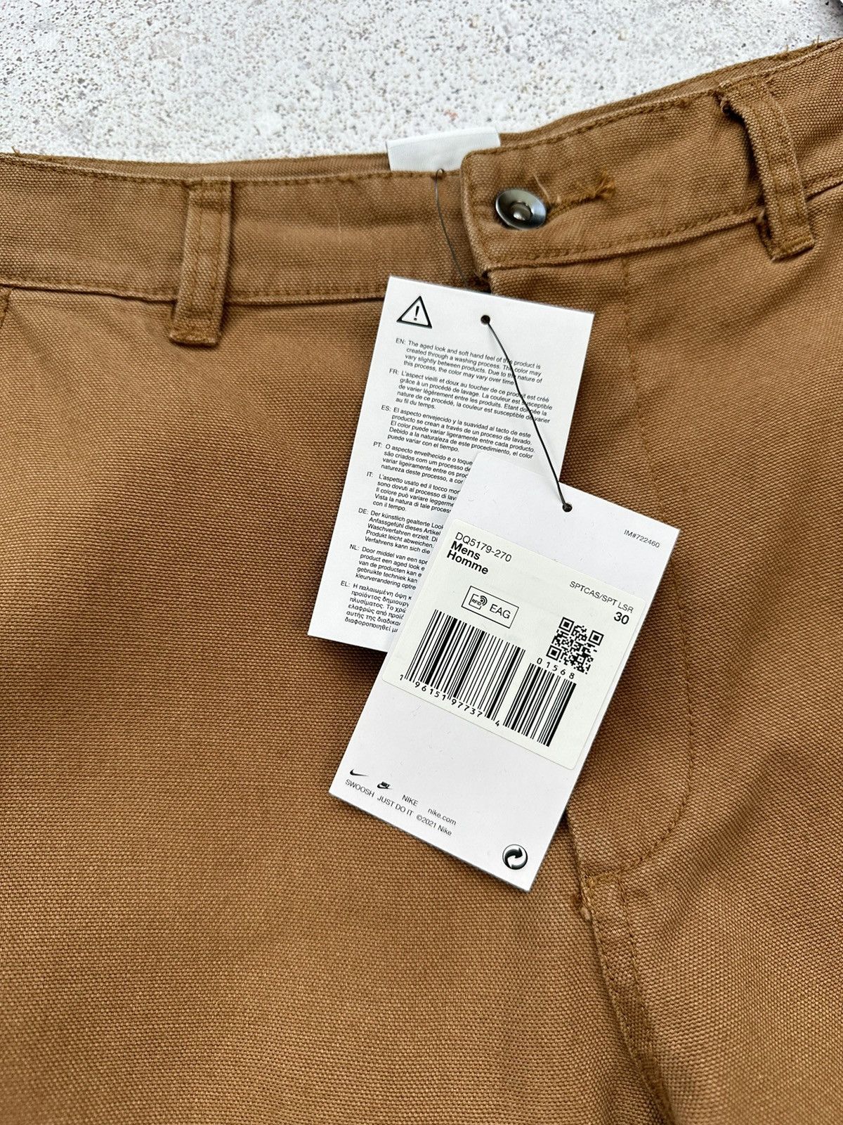 Other Nike Double Panel Heavyweight Cotton Cargo Pants Men Brown M Size US 30 / EU 46 - 4 Thumbnail