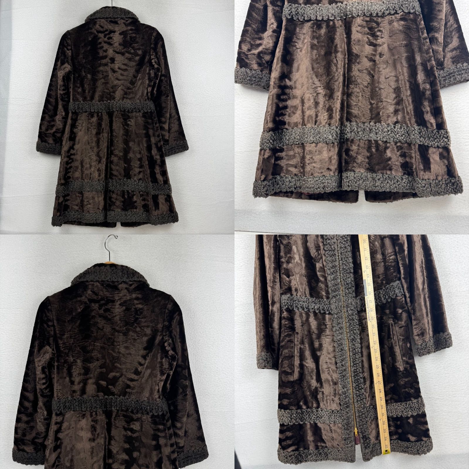 Vintage VINTAGE Country Pacer Coat Womens S Faux Fur Brown 70s 80s Long Fur Double Talon Zip - 36" Long Size S / US 4 / IT 40 - 8 Thumbnail