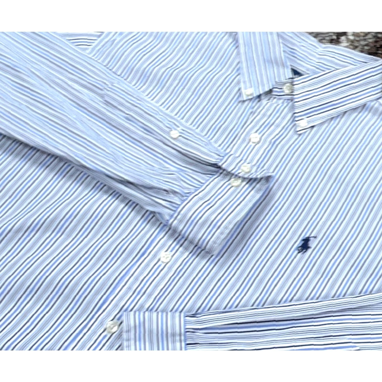 Ralph Lauren Ralph Lauren Shirt Men 16 34 Button-Up Classic Fit Striped Poplin Blue White Casual Shirt Adults Mens Size US L / EU 52-54 / 3 - 4 Thumbnail