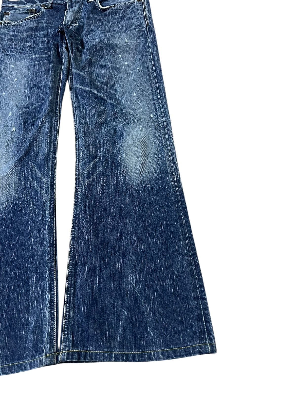 Edwin × If Six Was Nine × Le Grande Bleu (L.G.B.) 💥FLARE💥VINTAGE EDWIN 503 BLUE TRIP DISTRESS FADED JEANS Size US 34 / EU 50 - 4 Thumbnail