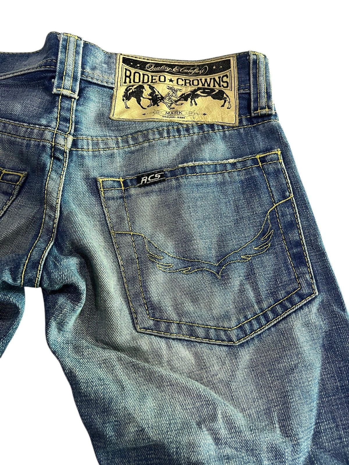 If Six Was Nine × Japanese Brand 🇯🇵 FLARE Y2K RODEO CROWNS DISTRESSED DENIM Size 31" - 6 Thumbnail
