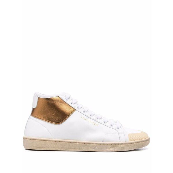 Saint Laurent Paris o1s1wg111024 Sl/39 Mid Top Sneakers in Blanc/Golden Brown Size US 11.5 / IT 41.5 - 1 Thumbnail
