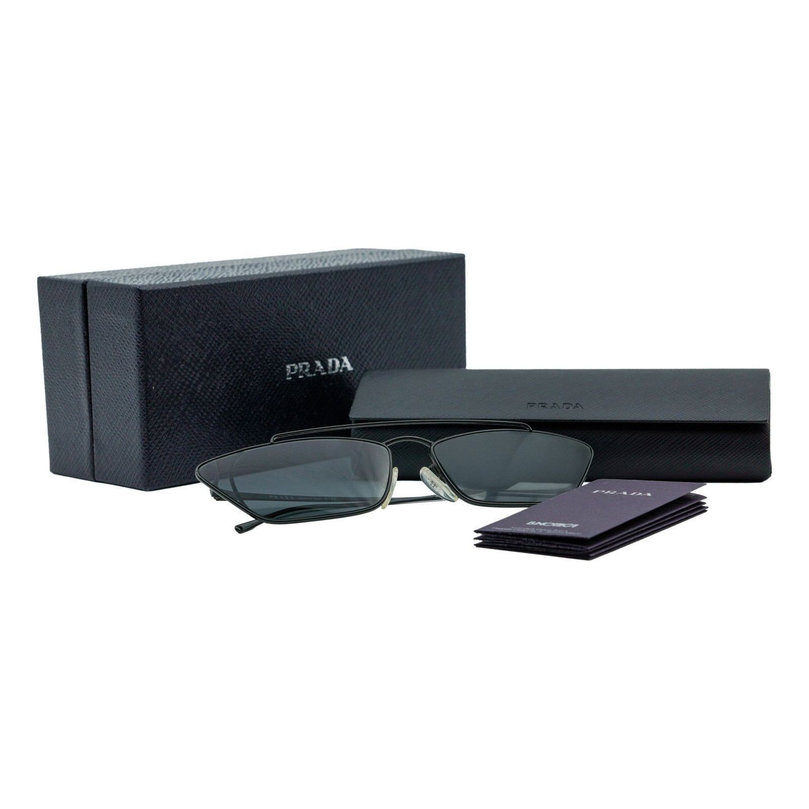 Prada Prada SPR 64U Cat Eye Rectangular Metal Black Sunglasses Size ONE SIZE - 10 Thumbnail