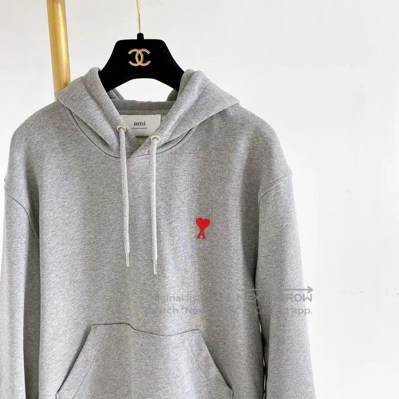 AMI AMI Gray Cotton Long Sleeve Hoodie . Size XS / US 0-2 / IT 36-38 - 3 Thumbnail