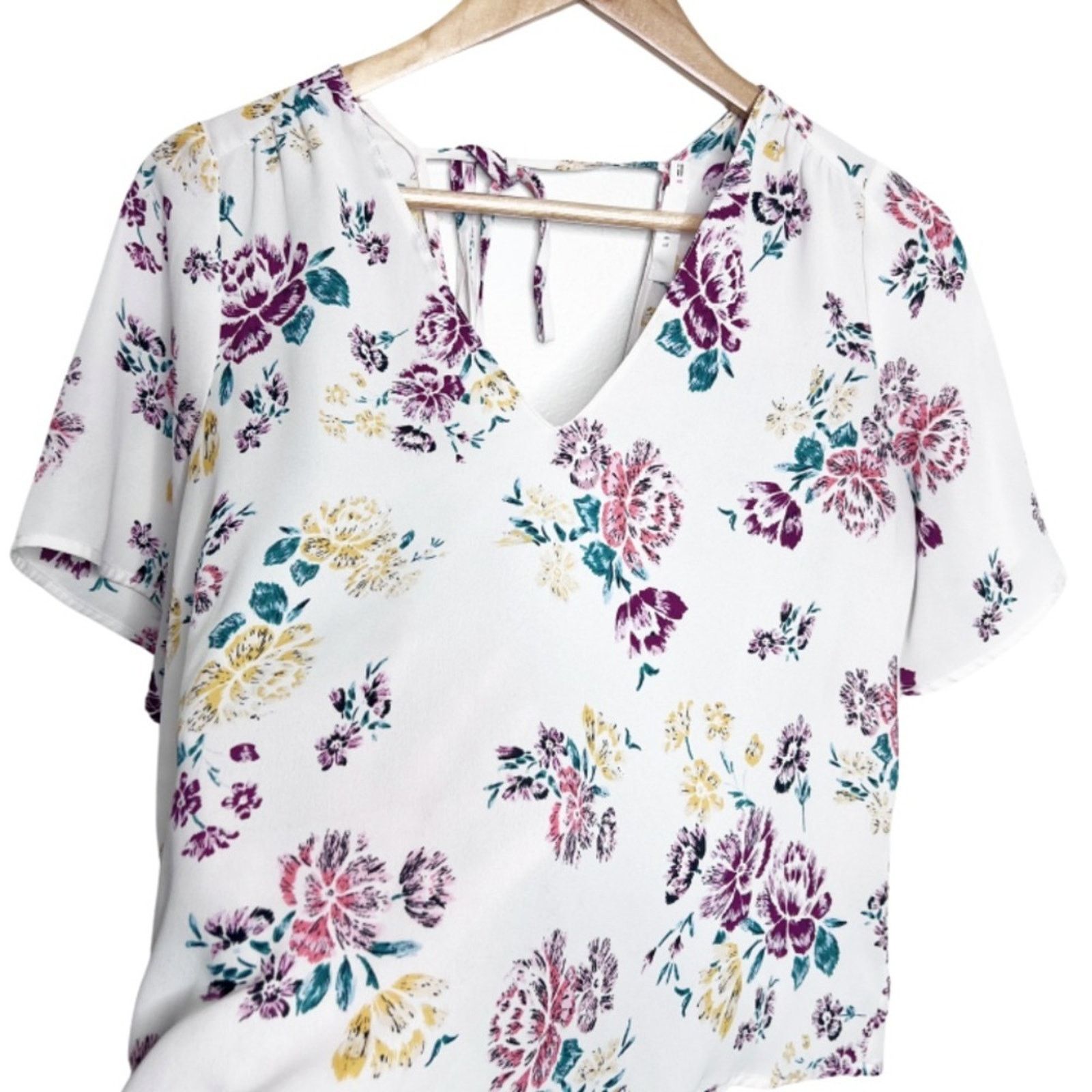 Other Lush Women's Floral V-Cut Front Flowy Boho Cropped Blouse Size S / US 4 / IT 40 - 7 Thumbnail