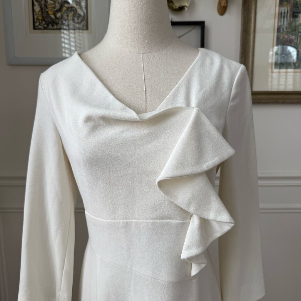 Other NWT Adriana Papell Ivory Semi Ruffle Sheath Dress $138 2 Size XS / US 0-2 / IT 36-38 - 2 Thumbnail