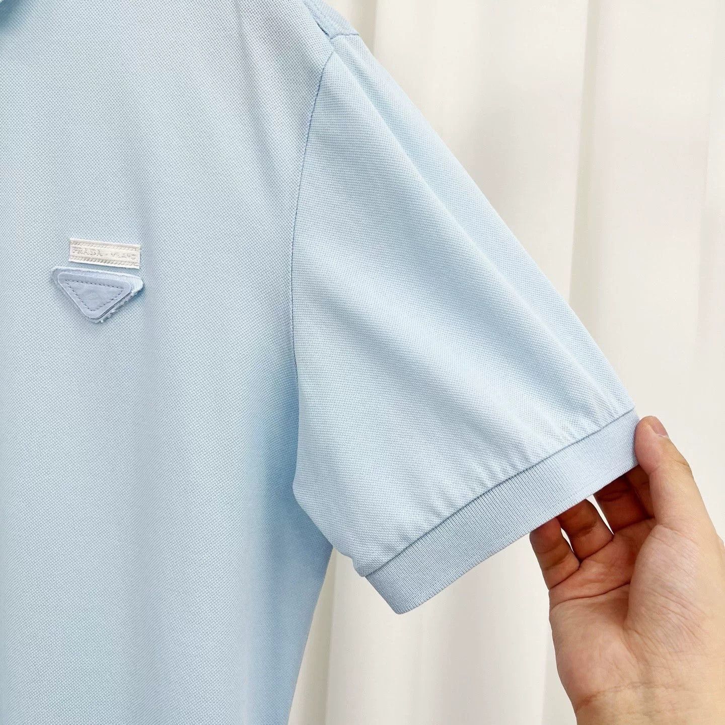 Prada Prada Haze Blue Triangle Logo Polo Tee Size US L / EU 52-54 / 3 - 4 Thumbnail