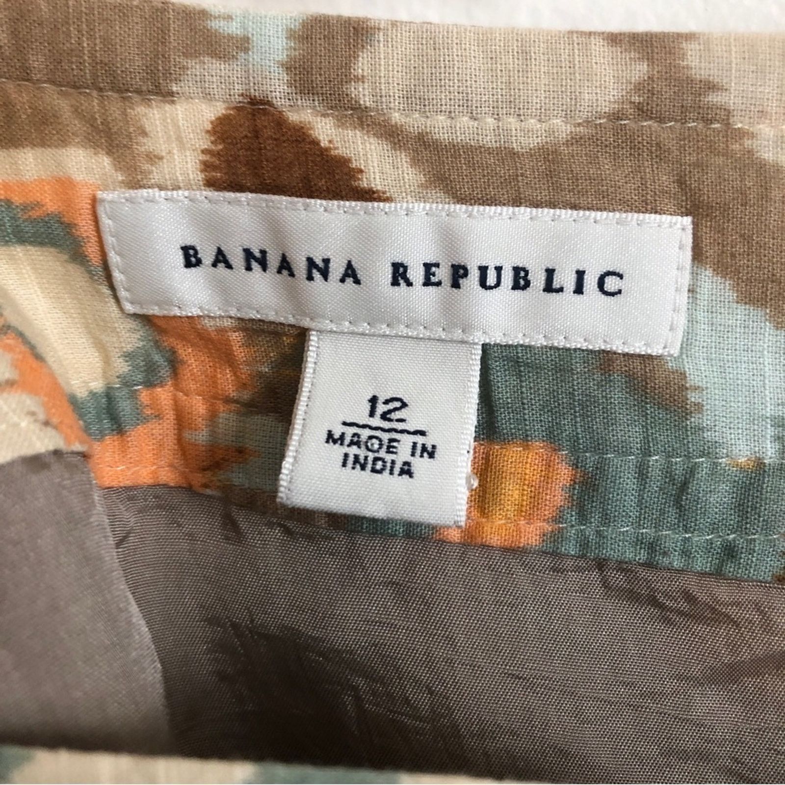 Banana Republic Banana Republic Abstract Floral Brown Multicolor Pleat Skirt Size 34" / US 12 / IT 48 - 8 Thumbnail