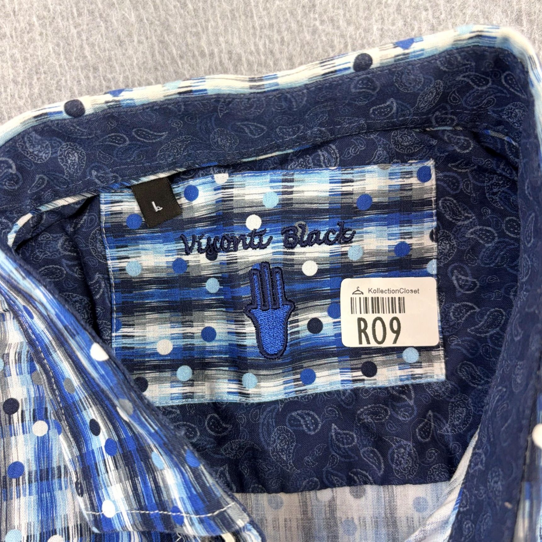 Vintage Visconti Black Shirt Mens L Blue Polka Dot Long Sleeve Button Up Casual Size US L / EU 52-54 / 3 - 6 Thumbnail