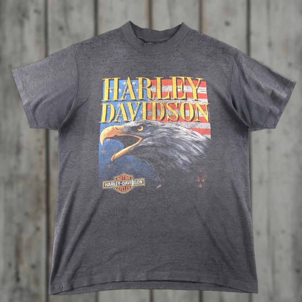 Harley Davidson Vintage Harley-Davidson T-Shirt Men Large Black 80s 90s Eagle Logo Graphic Print All Seasons Size US L / EU 52-54 / 3 - 1 Thumbnail