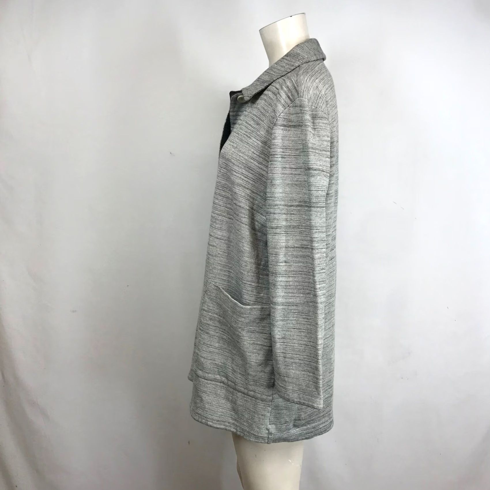 Eileen Fisher VINTAGE? No. Eileen Fisher Grey Herringbone Organic Cotton Button Front Cardigan Jacket Sz M Size M / US 6-8 / IT 42-44 - 6 Thumbnail