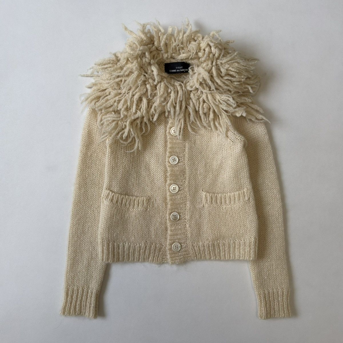 Comme des Garcons A/W 05 ‘Sheeps Fur’ Collar Cardigan Size XS / US 0-2 / IT 36-38 - 18 Thumbnail
