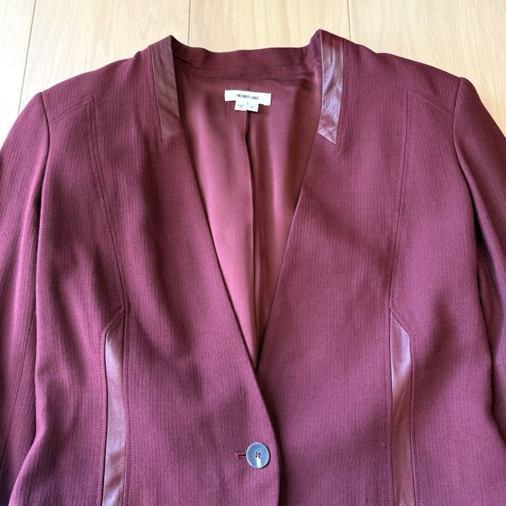 Helmut Lang Helmut Lang Blazer Women's Maroon V Neck Single Button New York Glam Size S / US 4 / IT 40 - 3 Thumbnail