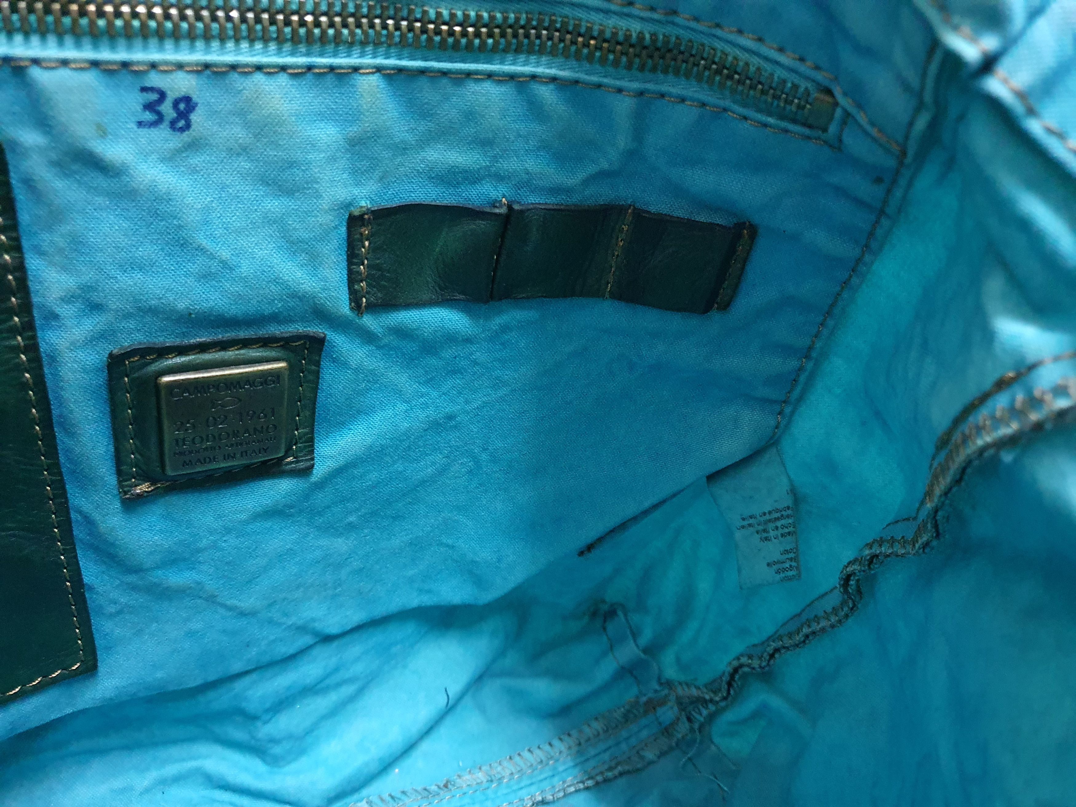 Other CAMPOMAGGI Ocean Blue Canvas Leather Bag ITALY Size ONE SIZE - 9 Thumbnail