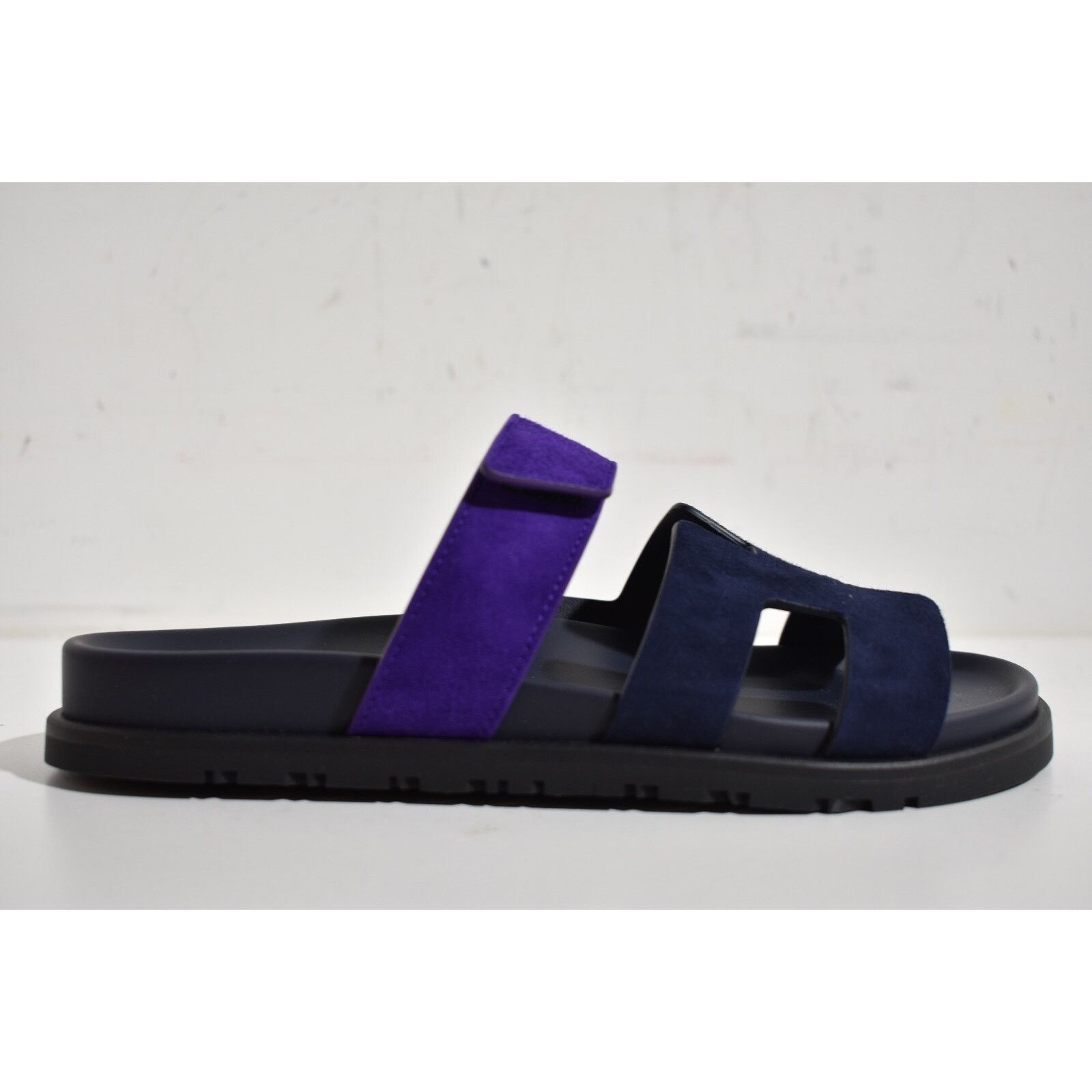 Hermes Hermes Chypre Sandal Black Violet Purple Blue H Logo Strap Size US 7 / IT 37 - 2 Thumbnail