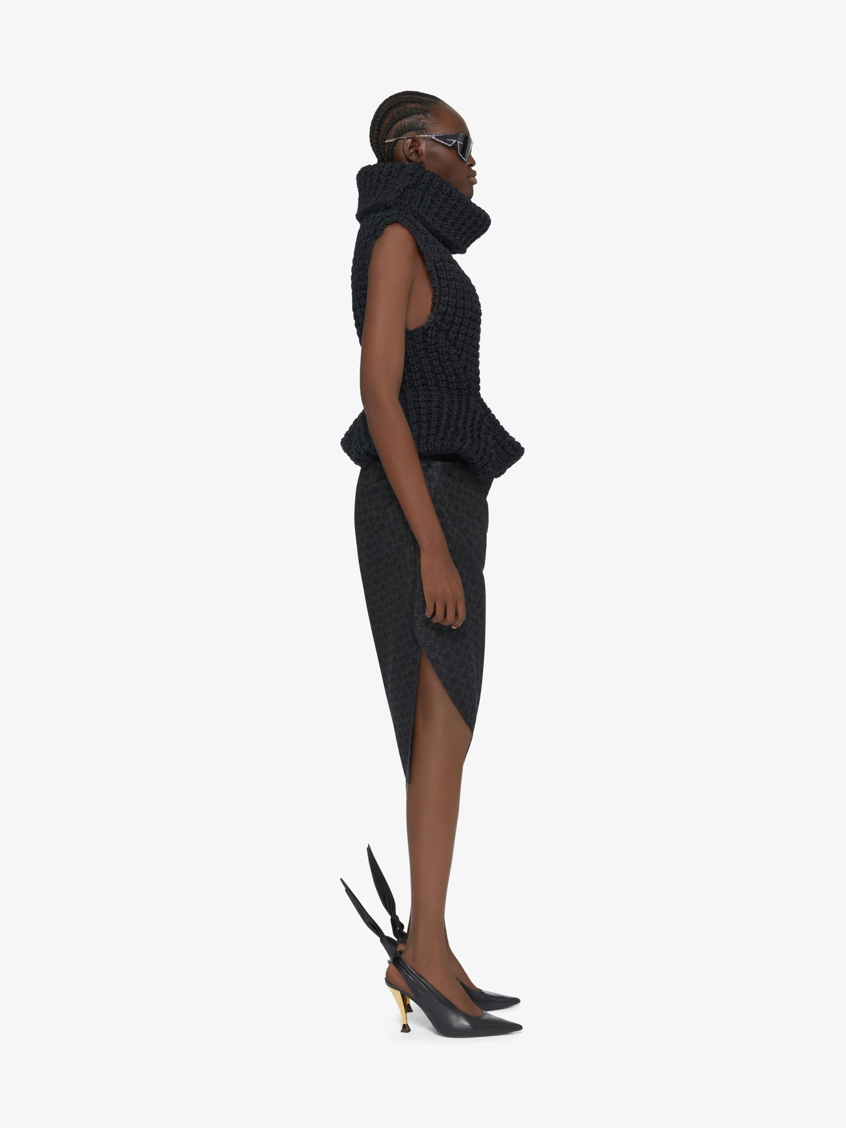 Givenchy o1srvl11e0725 Draped Midi Skirt in Black Size 24" / US 00 / IT 34 - 3 Thumbnail