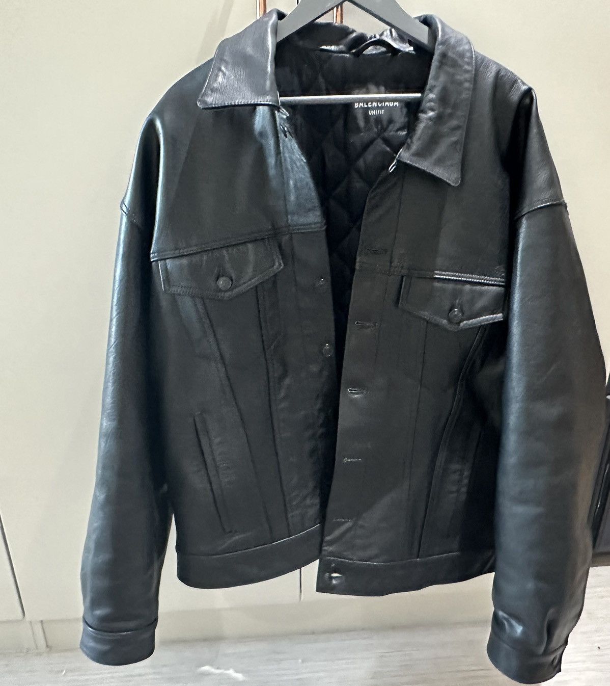 image of Balenciaga 22 Fw Runway Show Leather Jacket in Black, Men's (Size Small)