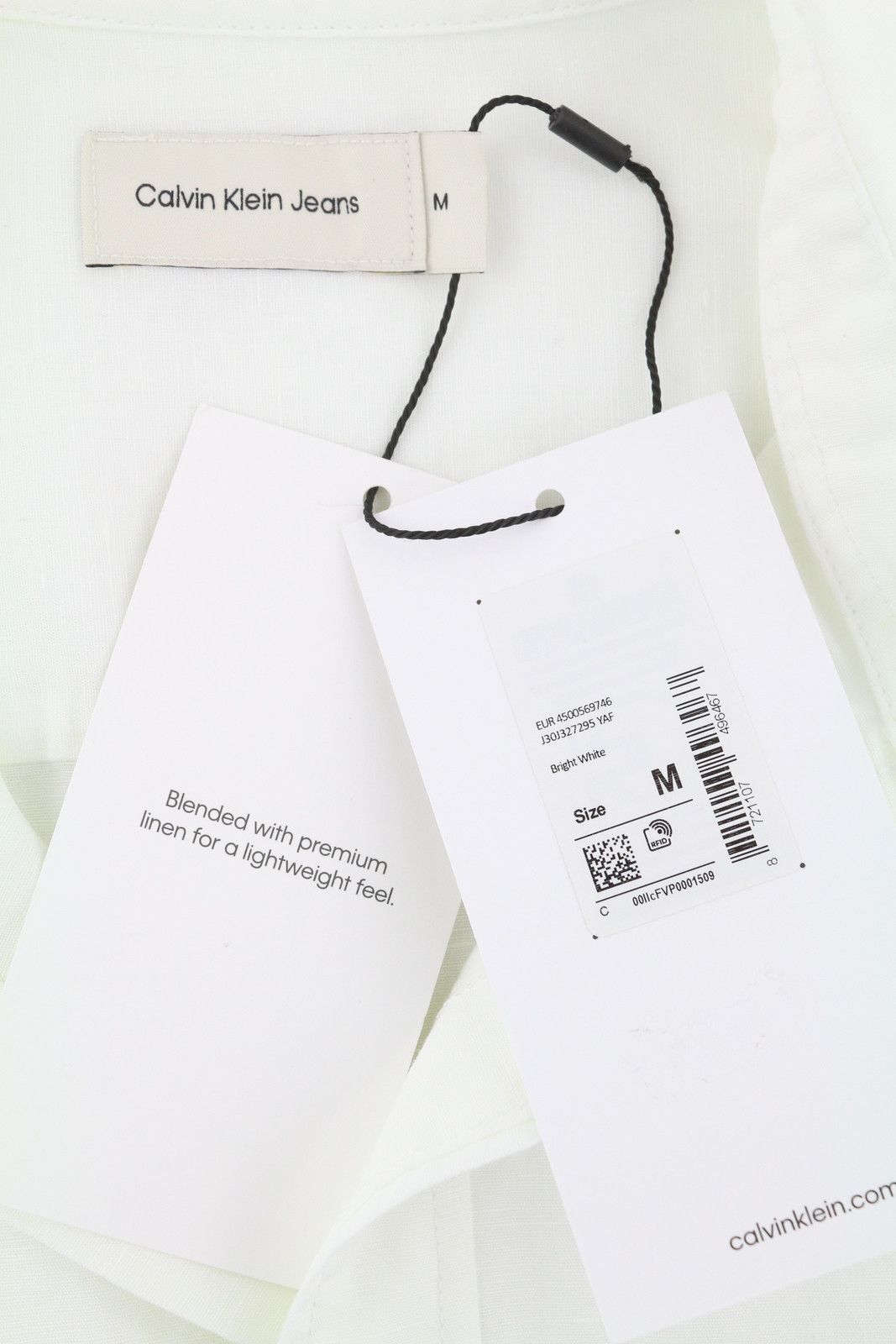 Calvin Klein M White Linen Blend Spread Neck 87675 Size US M / EU 48-50 / 2 - 6 Thumbnail