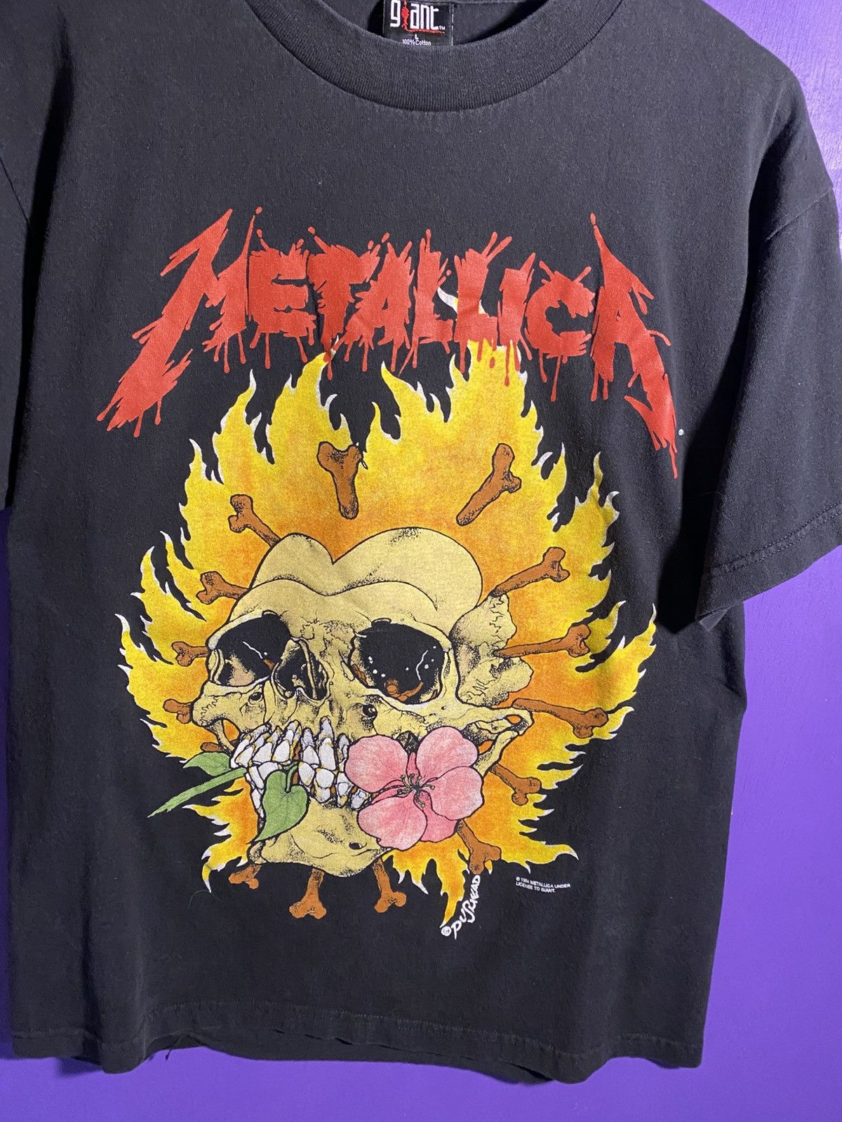 Band Tees Vintage 1994 Metallica pushead flaming skull t-shirt Size US L / EU 52-54 / 3 - 3 Thumbnail
