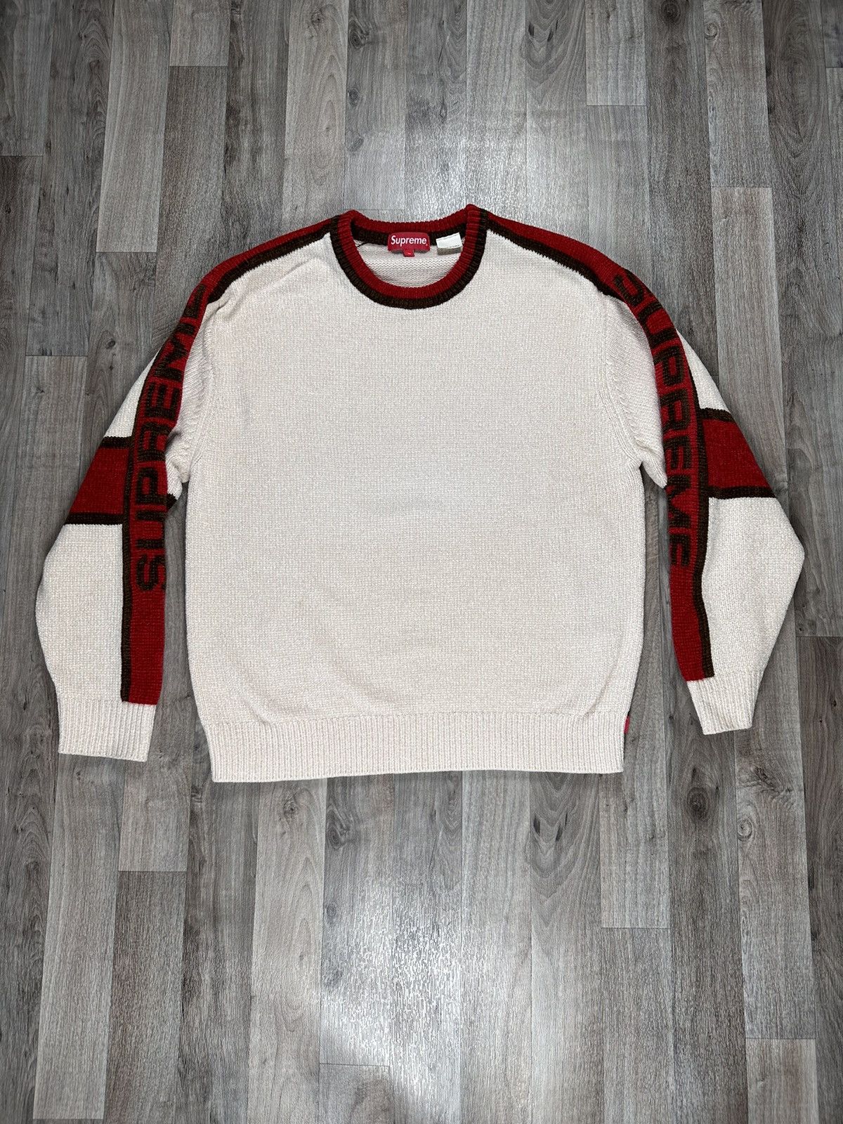 Supreme Stripe Chenille Sweater White
