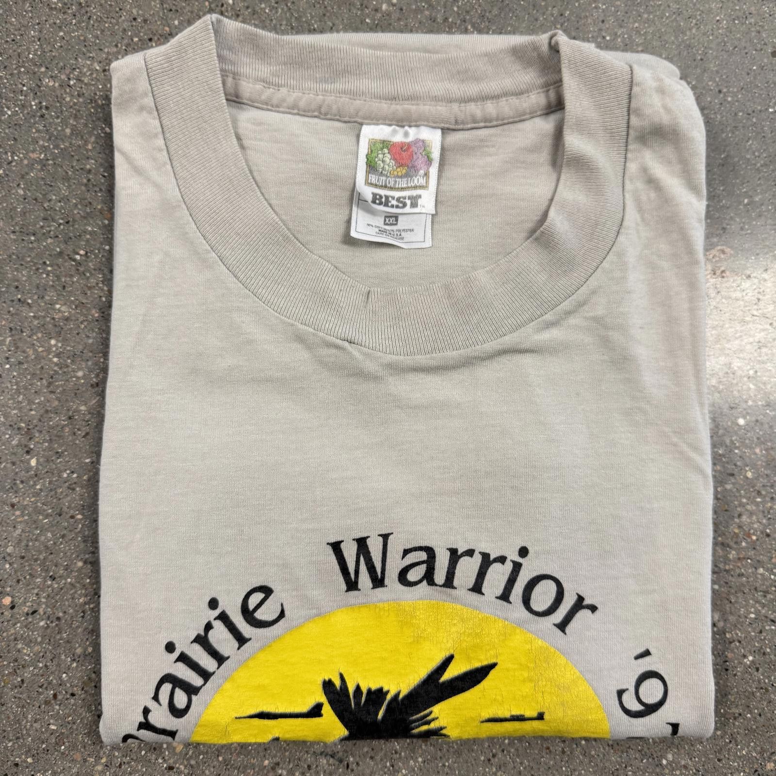 Fruit Of The Loom Rare 90s FOTL SS Prairie Warrior '97 Native T-Shirt 2XL Size US XXL / EU 58 / 5 - 10 Thumbnail