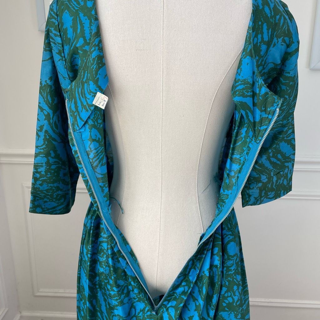 Vintage Vintage 60s Turquoise Green 3/4 Sleeve Fit and Flare Dress 4 S Size S / US 4 / IT 40 - 10 Thumbnail