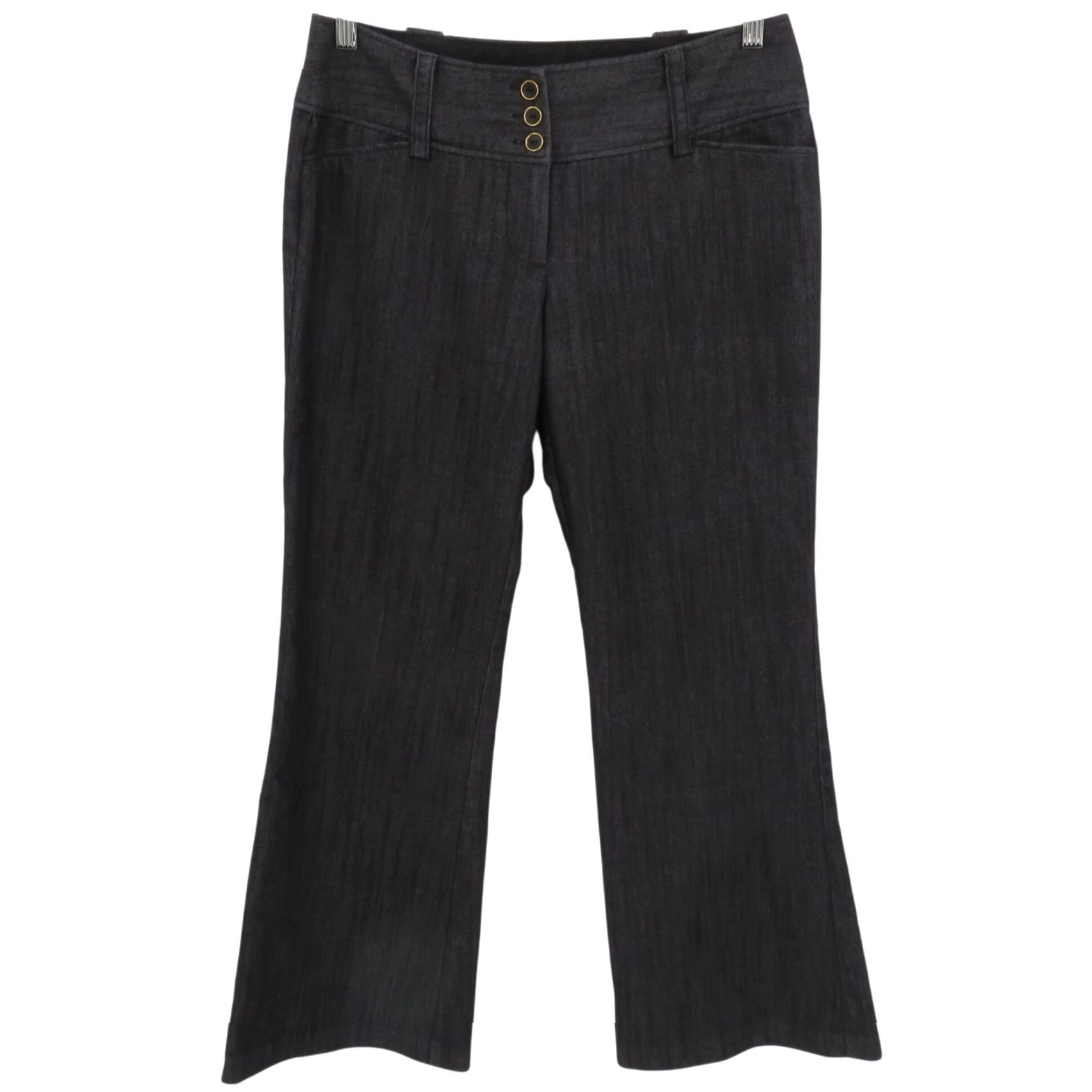 Vintage Maurices Women 10 Juniors 9 Dark Blue Gray Denim Flat Front Trouser Pants Y2K Size 32" / US 10 / IT 46 - 2 Thumbnail