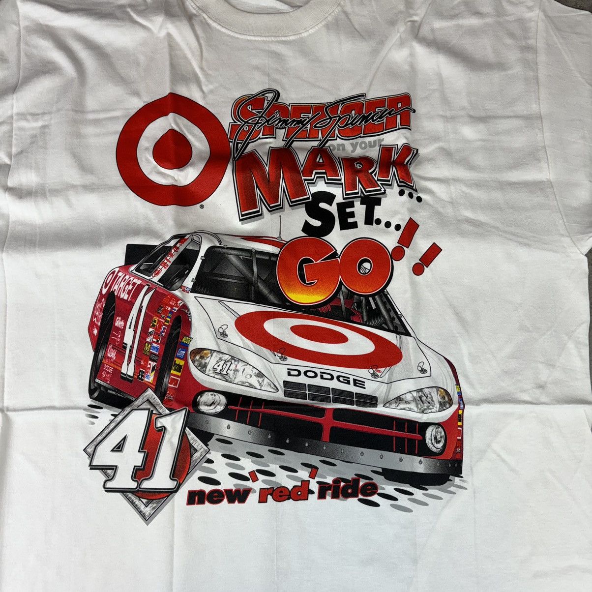 Chase Authentics Vintage 2002 Jimmy Spencer Nascar Target Racing White TShirt Size US L / EU 52-54 / 3 - 2 Thumbnail