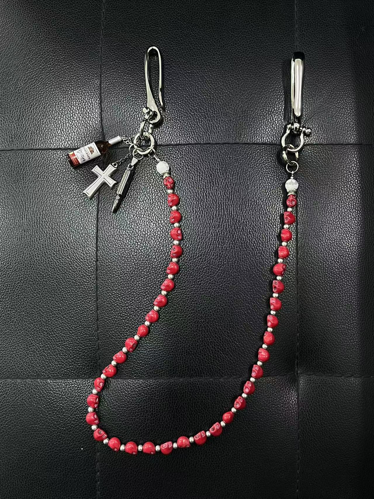 Japanese Brand × Vintage Ainworth Cross Chain – Red Skull Punk Waist Chain Size ONE SIZE - 4 Thumbnail