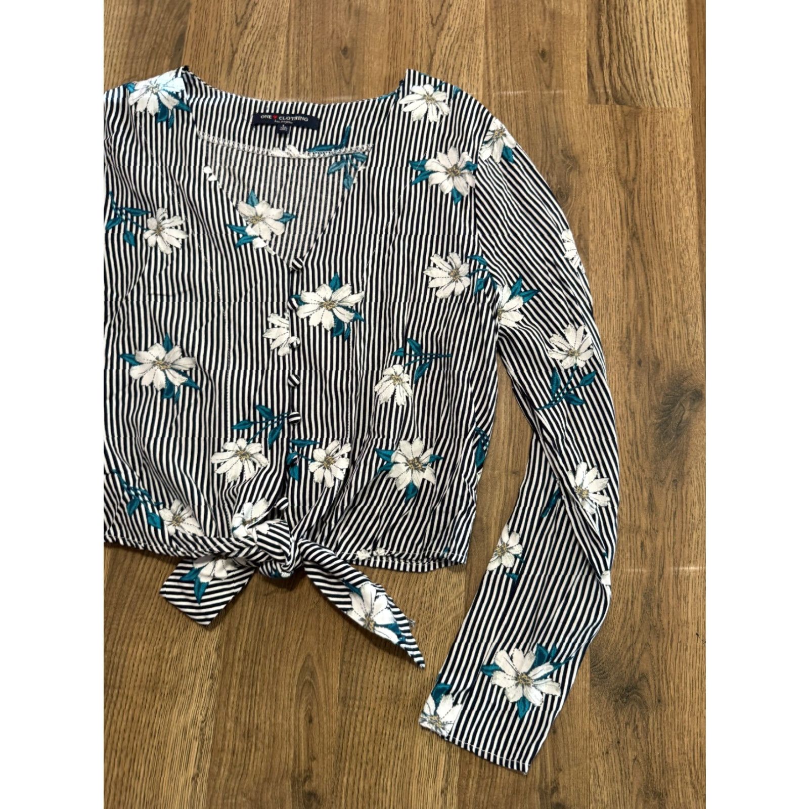 Acme Clothing One Clothings Shirt Womens Large Black White Blue Yellow Striped Size L / US 10 / IT 46 - 4 Thumbnail